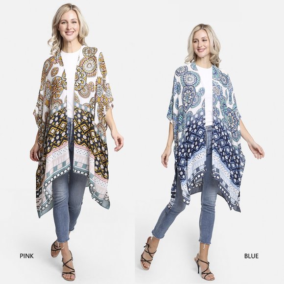 P/S Floral Print·Kimono·Wrap·Swimsuit Cover·Bikini Coverup·In/Out Door·ComfyLuxe - Picture 1 of 3